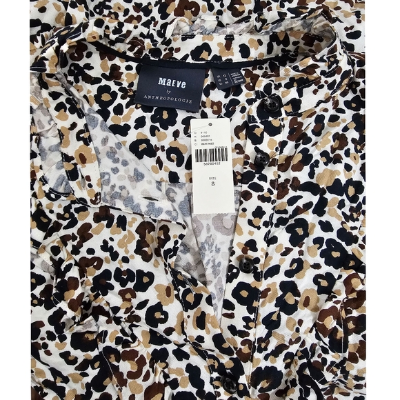 Maeve Anthropologie Animal Print Ruffles Top Blouse - Picture 6 of 8